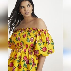 Eloquii Yellow Floral Sundress Size 20